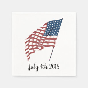 Vintage Patriotic American Flag Waving in the Wind Napkins