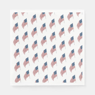 Vintage Patriotic American Flag Waving in the Wind Napkins