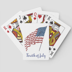 Vintage Patriotic American Flag Waving in the Wind Poker Cards