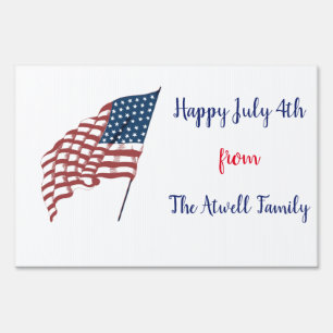 Vintage Patriotic American Flag Waving in the Wind Sign