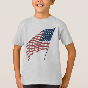Vintage Patriotic American Flag Waving in the Wind T-Shirt