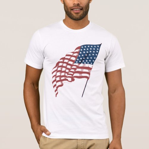 Vintage Patriotic American Flag Waving in the Wind T_Shirt