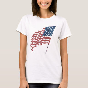 Vintage Patriotic American Flag Waving in the Wind T-Shirt
