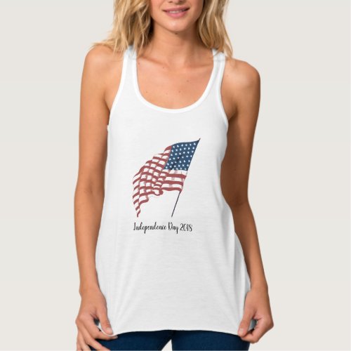 Vintage Patriotic American Flag Waving in the Wind Tank Top