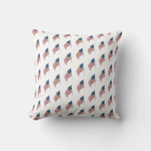 Vintage Patriotic American Flag Waving in the Wind Throw Pillow
