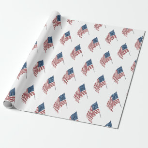 Vintage Patriotic American Flag Waving in the Wind Wrapping Paper