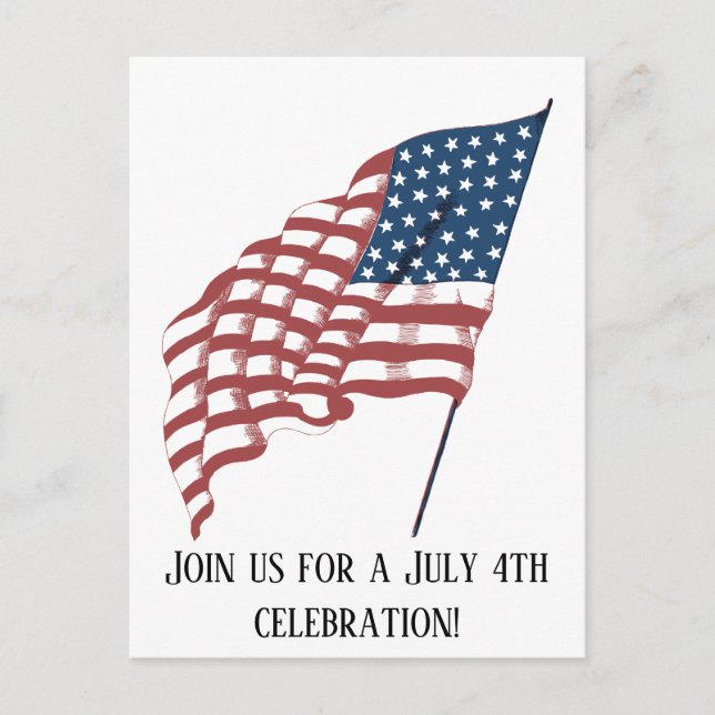 Vintage Patriotic American Flag Waving in Wind Postcard (Front)