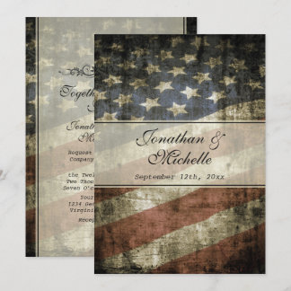 Vintage Patriotic American Flag Wedding Invitation