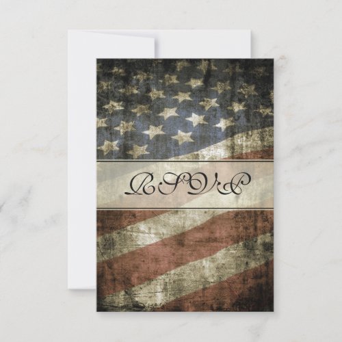 Vintage Patriotic American Flag Wedding RSVP Card