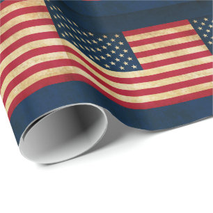 Vintage Patriotic American Flag Wrapping Paper