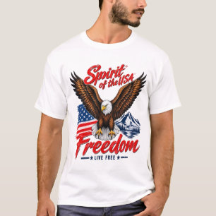 Vintage Patriotic Bald Eagle American Flag Freedom T-Shirt