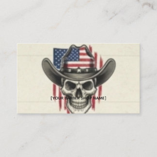Vintage Patriotic Barber Business Card - Cowboy Sk