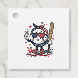 Vintage Patriotic Baseball Mascot Shirt Design_1 Favor Tags