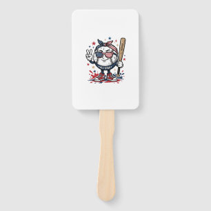 Vintage Patriotic Baseball Mascot Shirt Design_1 Hand Fan