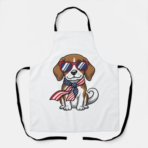 Vintage Patriotic Beagle Dog Sunglasses Shirt_1 Apron