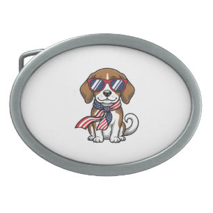 Vintage Patriotic Beagle Dog Sunglasses Shirt_1 Belt Buckle