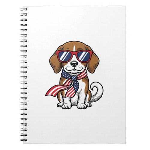 Vintage Patriotic Beagle Dog Sunglasses Shirt_1 Notebook