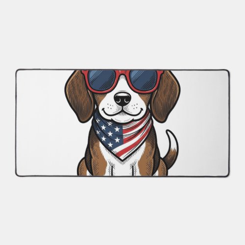 Vintage Patriotic Beagle Puppy Sunglasses Shirt_1 Desk Mat