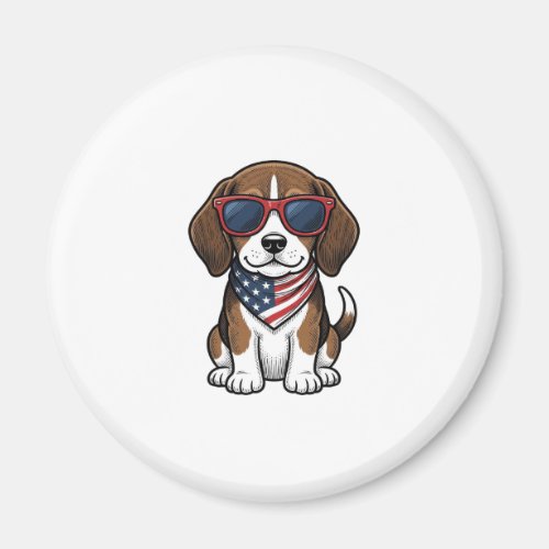 Vintage Patriotic Beagle Puppy Sunglasses Shirt_1 Magnet