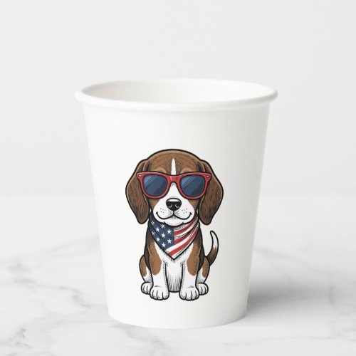 Vintage Patriotic Beagle Puppy Sunglasses Shirt_1 Paper Cups