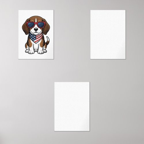Vintage Patriotic Beagle Puppy Sunglasses Shirt_1 Wall Art Sets