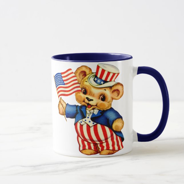 Vintage Patriotic Bear Mug (Right)