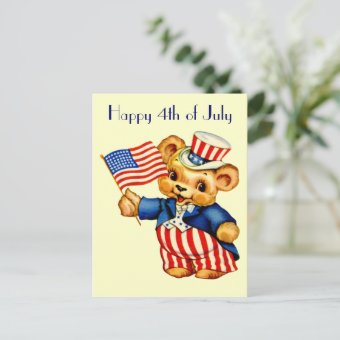 Vintage Patriotic Bear Postcard | Zazzle