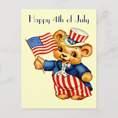 Vintage Patriotic Bear Postcard