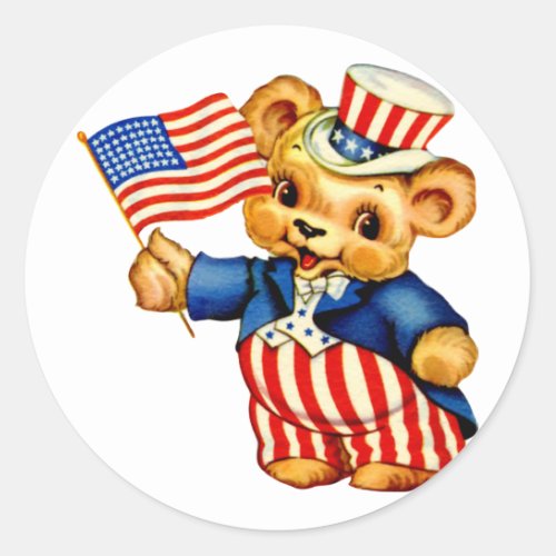 Vintage Patriotic Bear Sticker