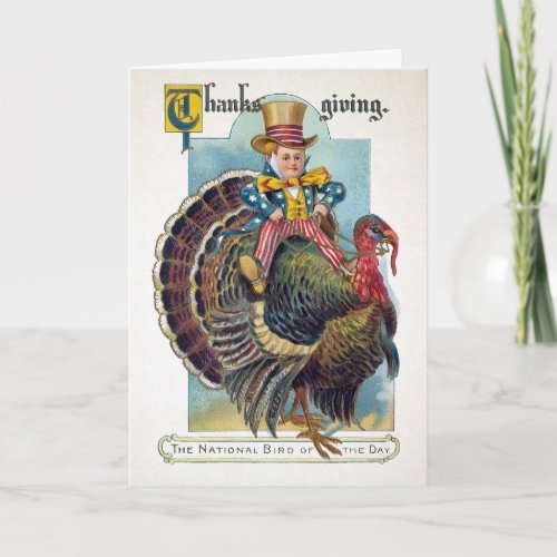 Vintage Patriotic Bird of the Day Thanksgiving Holiday Card