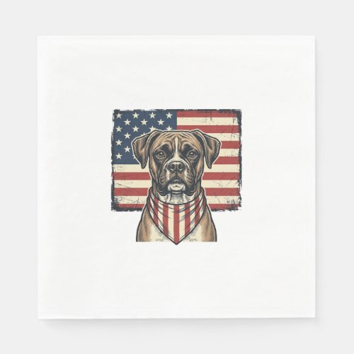 Vintage Patriotic Boxer Dog Flag Shirt Design_1 Napkins
