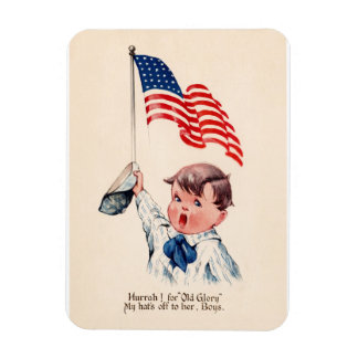 Vintage Patriotic Boy American Flag 4th of July Magnet