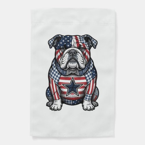 Vintage Patriotic Bulldog Vector Shirt Design_1 Garden Flag