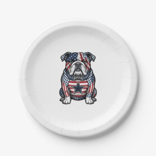 Vintage Patriotic Bulldog Vector Shirt Design_1 Paper Plates