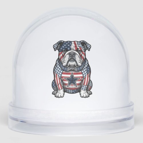Vintage Patriotic Bulldog Vector Shirt Design_1 Snow Globe