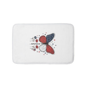 Vintage Patriotic Butterfly America Shirt Design_1 Bath Mat