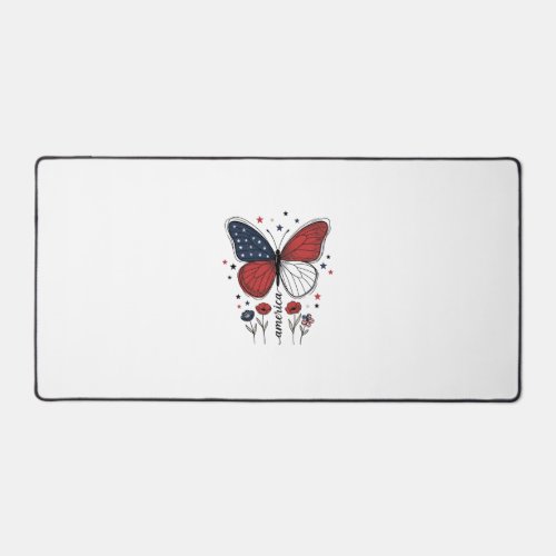 Vintage Patriotic Butterfly America Shirt Design_1 Desk Mat