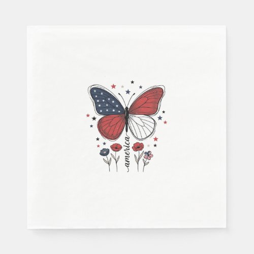 Vintage Patriotic Butterfly America Shirt Design_1 Napkins