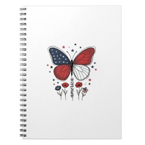 Vintage Patriotic Butterfly America Shirt Design_1 Notebook