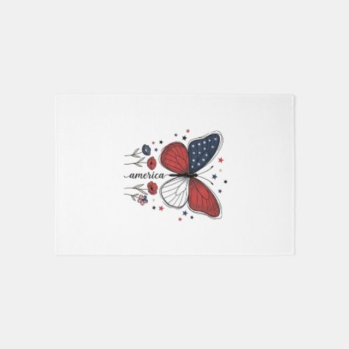 Vintage Patriotic Butterfly America Shirt Design_1 Rug