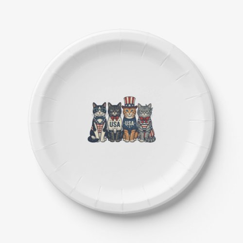 Vintage Patriotic Cats USA Shirt Design_1 Paper Plates