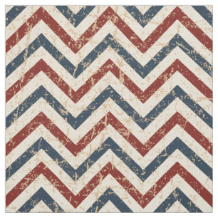 Vintage Patriotic Chevron Pattern Fabric