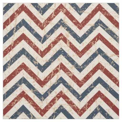 Vintage Patriotic Chevron Pattern Fabric