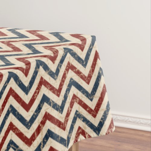 Vintage Patriotic Chevron Pattern Tablecloth