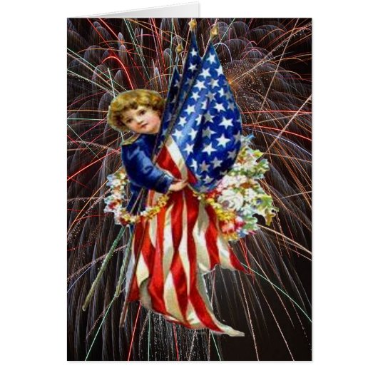 Vintage Patriotic Child and Fireworks (Front)
