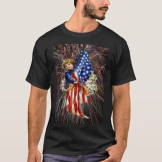 Vintage Patriotic Child Flag Fireworks Unisex T-Shirt