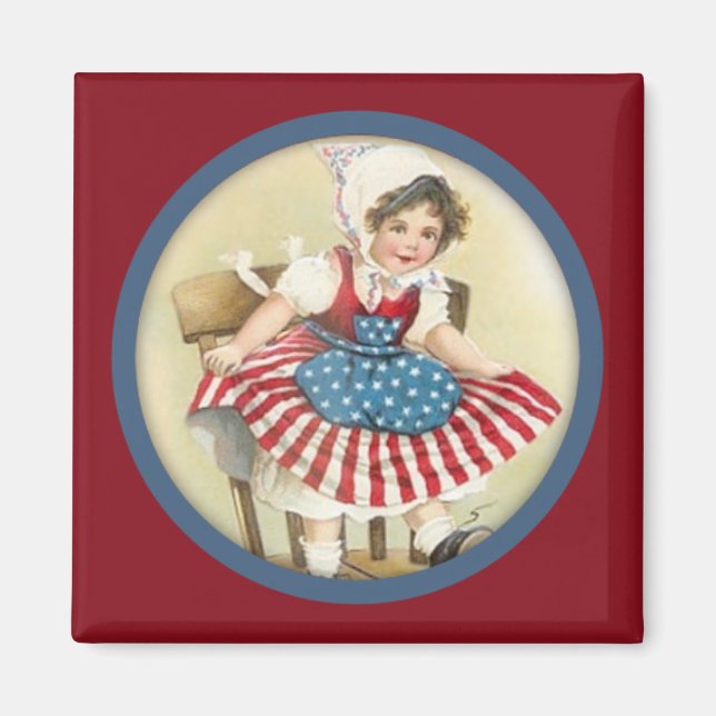 Vintage Patriotic Child Magnet (Front)