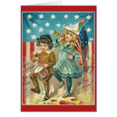 Vintage Patriotic Children Flag Card (Front)