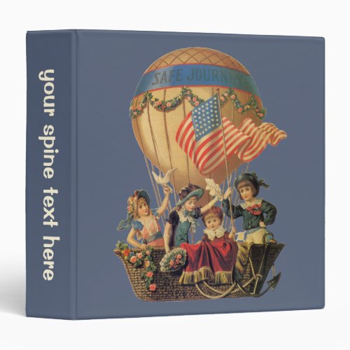 Vintage Patriotic Children in a Hot Air Balloon 3 Ring Binder