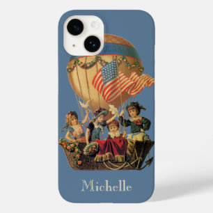 Vintage Patriotic, Children in a Hot Air Balloon Case-Mate iPhone 14 Case